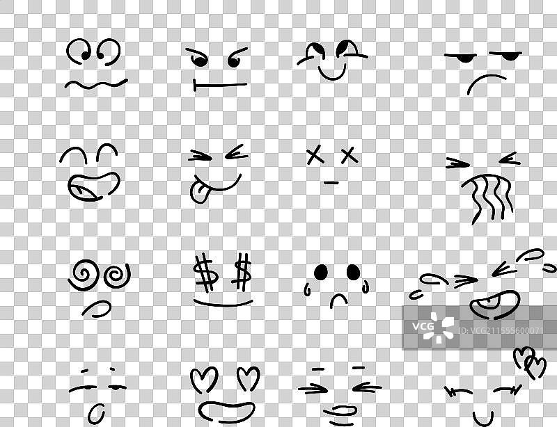 一组涂鸦情感表情的卡通涂鸦图片素材