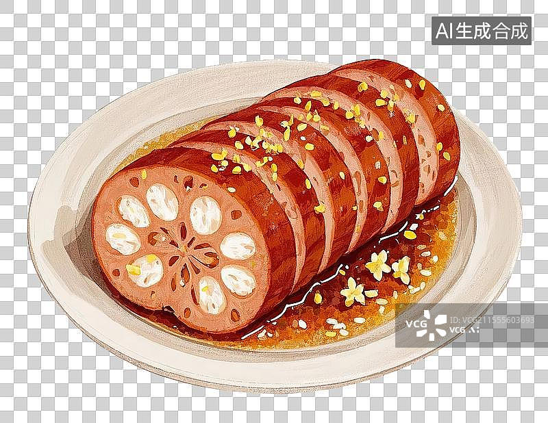 【AI数字艺术】糯米藕插画元素图片素材