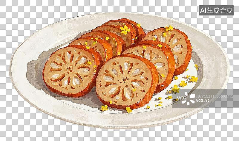 【AI数字艺术】糯米藕插画元素图片素材