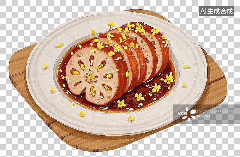 【AI数字艺术】糯米藕插画元素图片素材