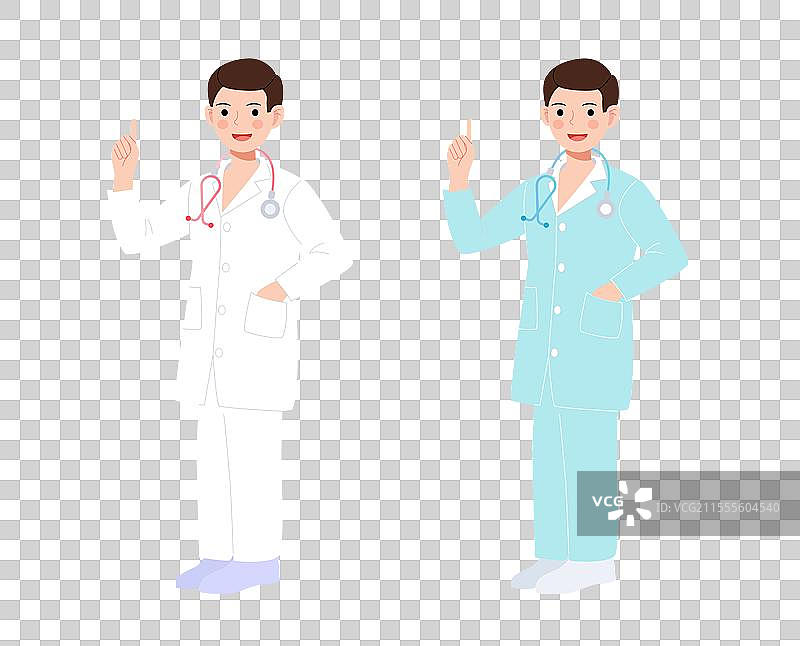 扁平风护士医生做手势的医护人员矢量元素图片素材