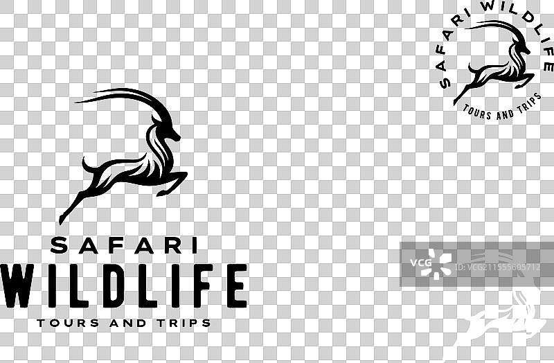 跳跃的山羊羚羊野生动物探险标志图片素材