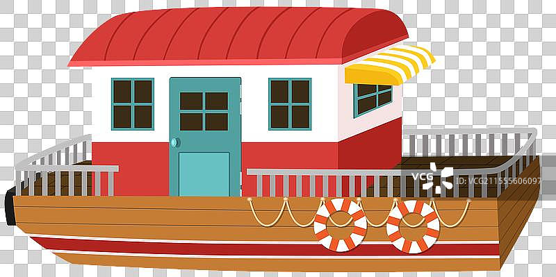 卡通交通工具船屋快艇图片素材