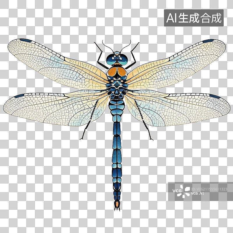 【AI数字艺术】国风一只蜻蜓元素图片素材