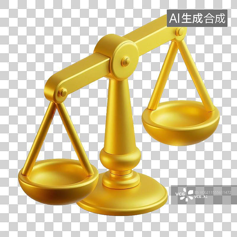 【AI数字艺术】3D金色科技商务天枰元素图片素材