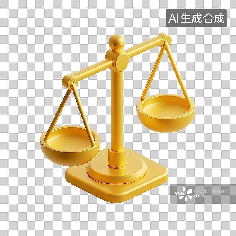 【AI数字艺术】3D金色科技商务天枰元素图片素材