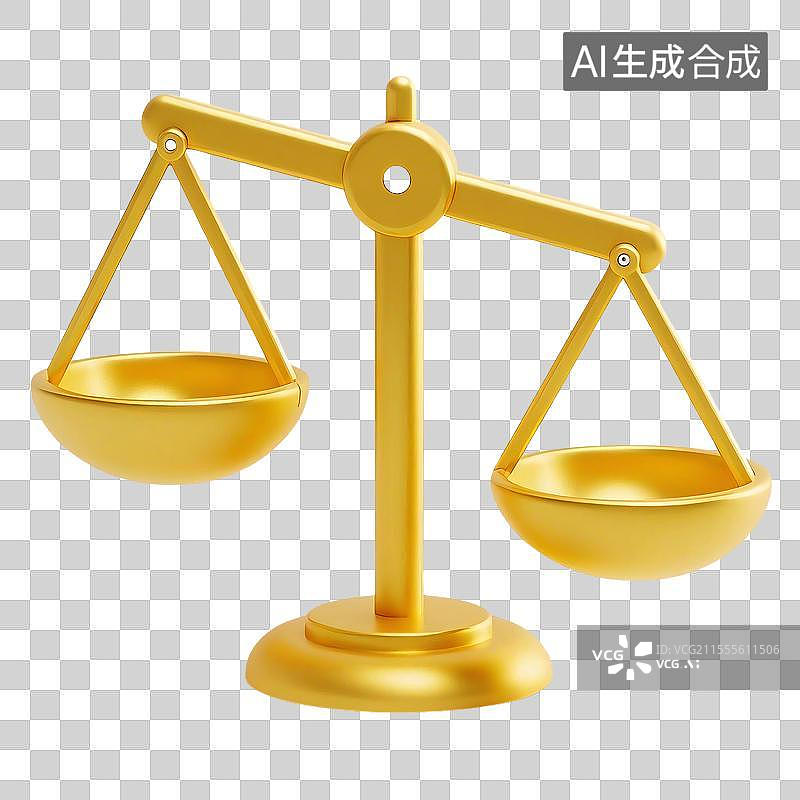 【AI数字艺术】3D金色科技商务天枰元素图片素材