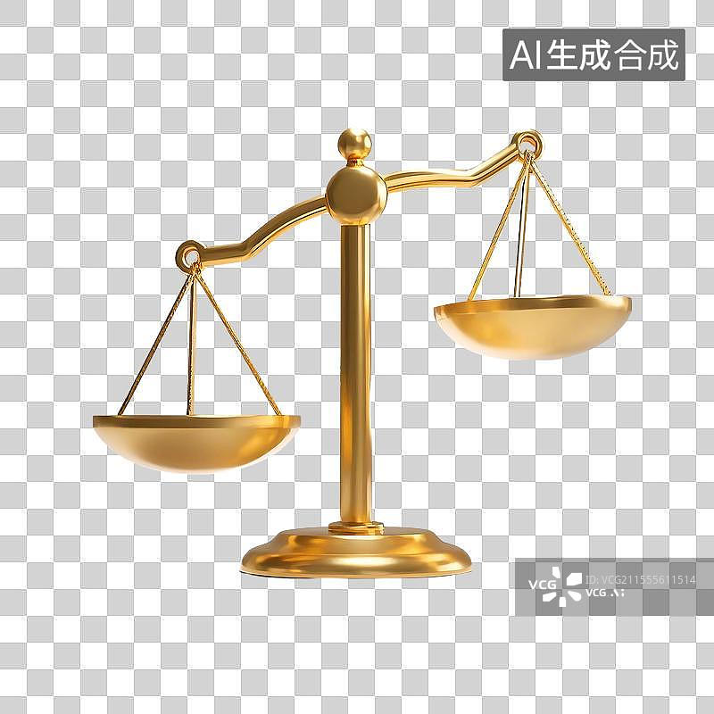 【AI数字艺术】3D金色科技商务天枰元素图片素材