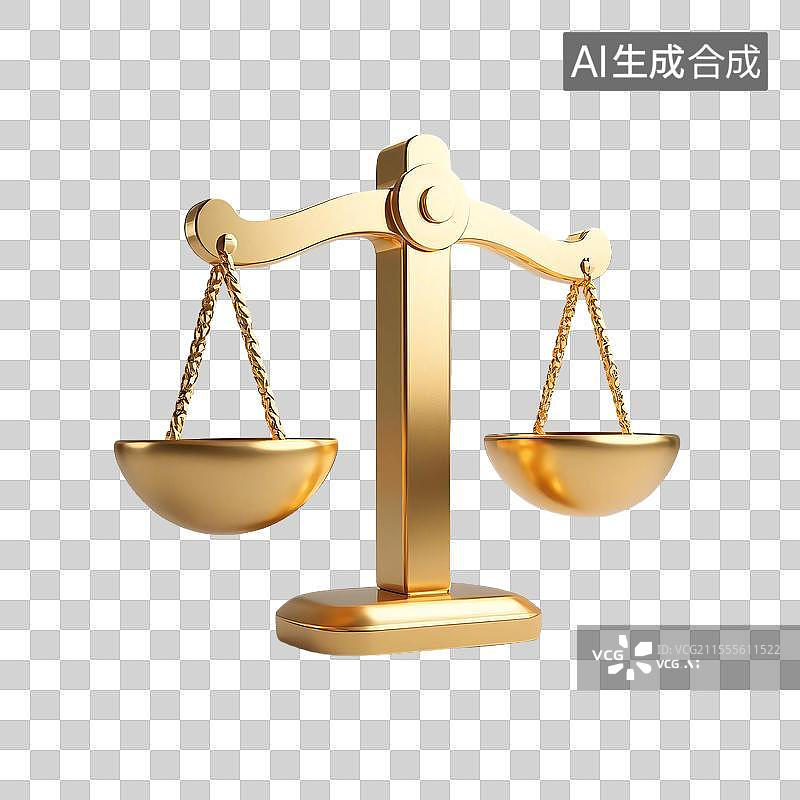 【AI数字艺术】3D金色科技商务天枰元素图片素材