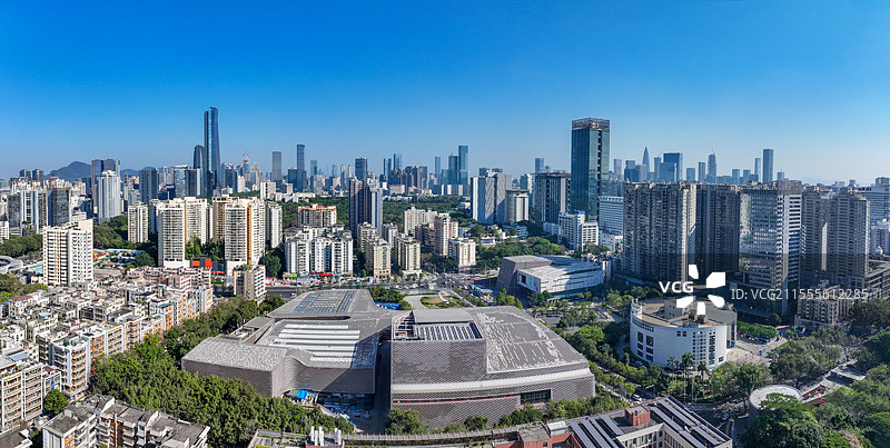 广东省深圳市南山区文体中心南山博物馆图书馆航拍图片素材