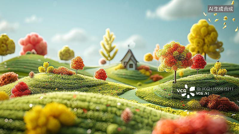【AI数字艺术】田园牧歌般的童话小屋 梦幻小屋的诗意栖居图片素材