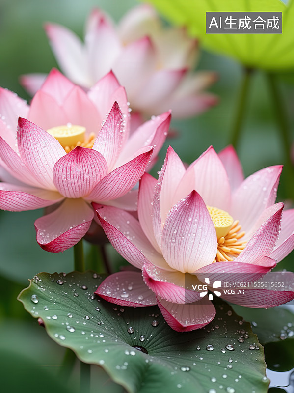【AI数字艺术】清新自然画意荷花图片素材