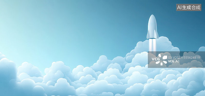 【AI数字艺术】航天火箭发射插画背景，航天成就中国航天日庆典庆祝图片素材