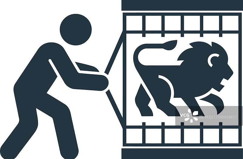 动物园狮子笼管理员图标图片素材