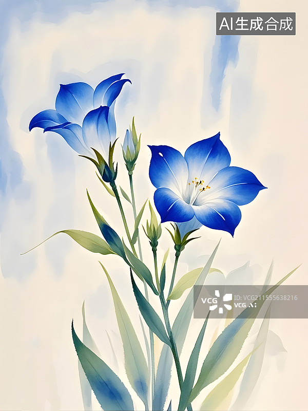 【AI数字艺术】水彩桔梗图片素材
