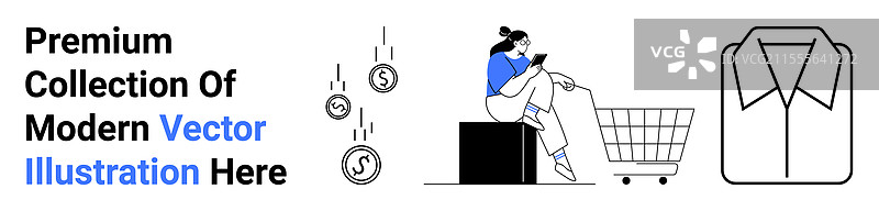 在线购物概念，女性正在浏览商品图片素材