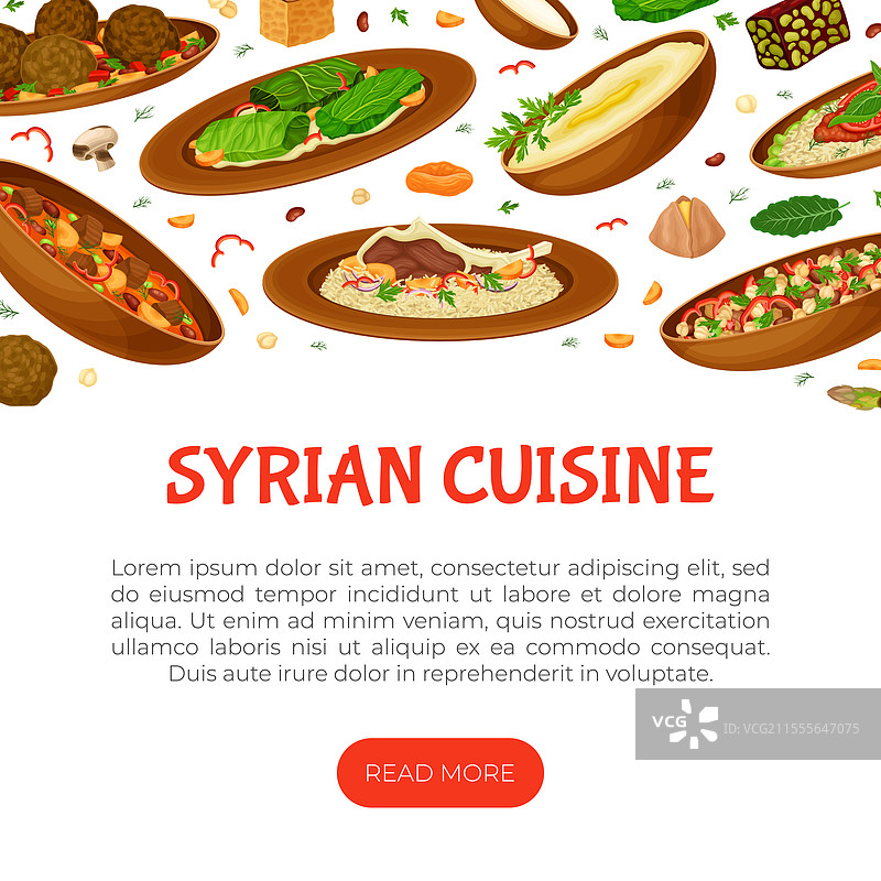 叙利亚美食菜肴和传统食品横幅图片素材