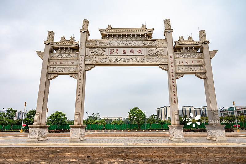 临高文澜文化公园牌坊历史长廊建筑，中国海南省直辖县临高县图片素材