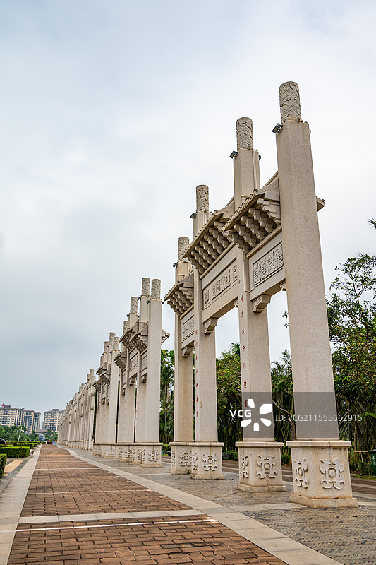 临高文澜文化公园牌坊历史长廊建筑，中国海南省直辖县临高县图片素材