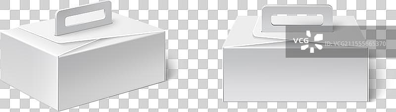 白色手柄纸质午餐或礼品盒模型图片素材