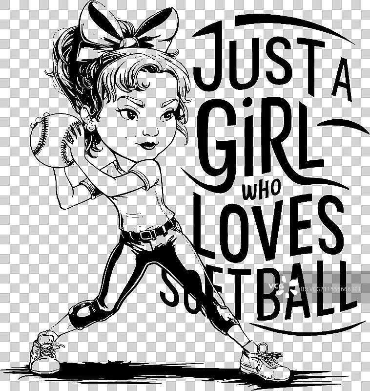 一个正在奔跑的女孩的画作，她总是充满活力。图片素材