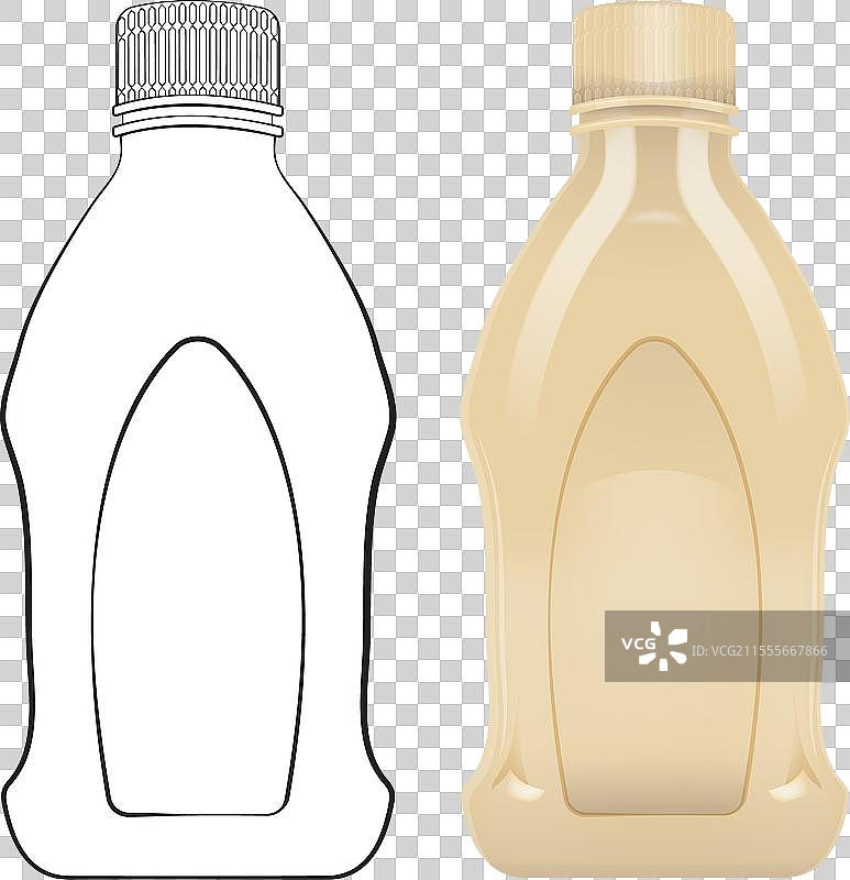 并排放置的轮廓和上色的塑料瓶图片素材