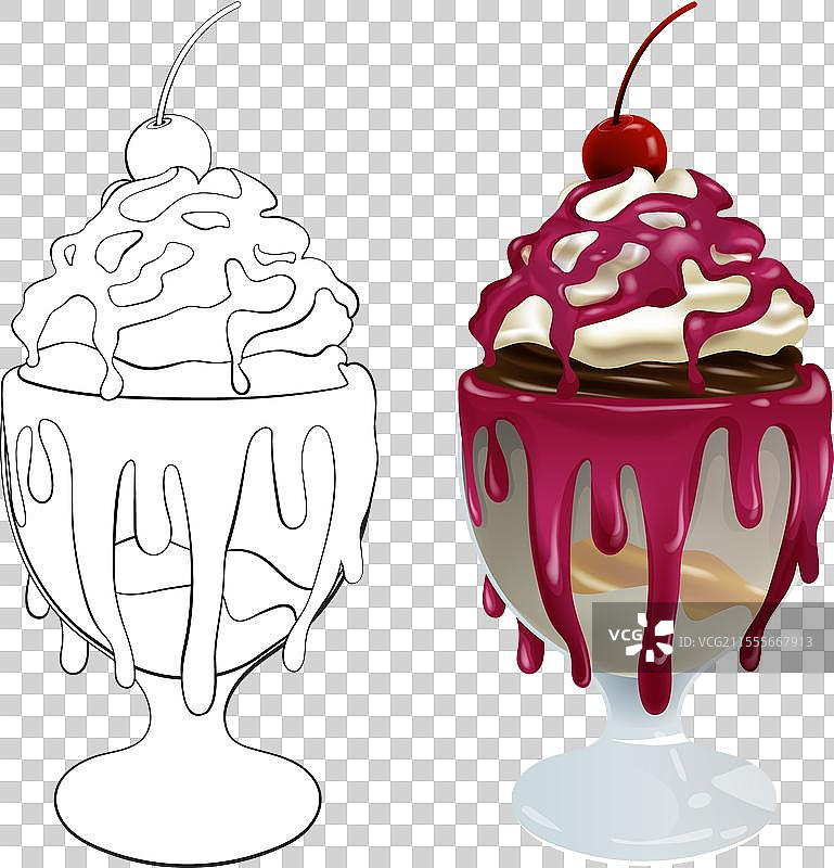 五彩缤纷的冰淇淋圣代图片素材