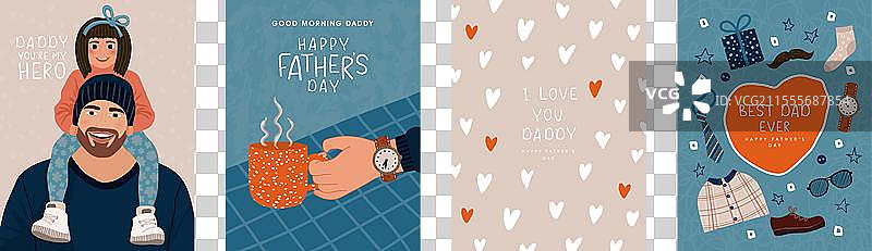 快乐父亲节明信片套装平面设计图片素材