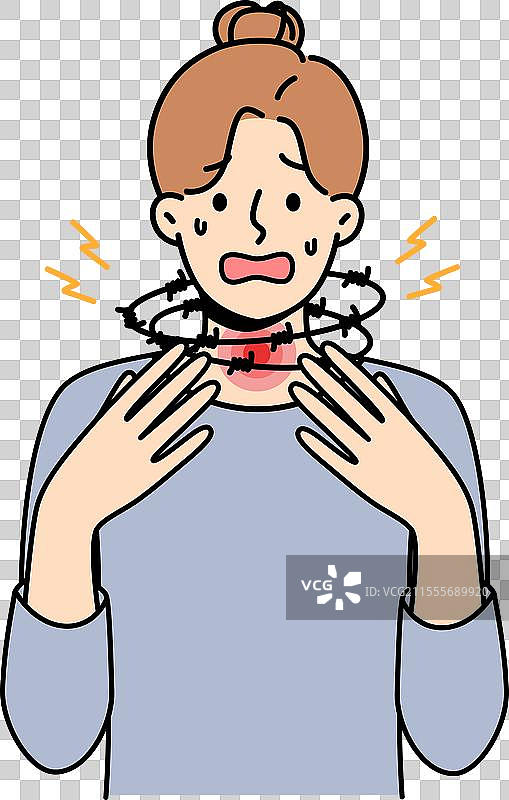 女性因窒息和哮喘而痛苦图片素材