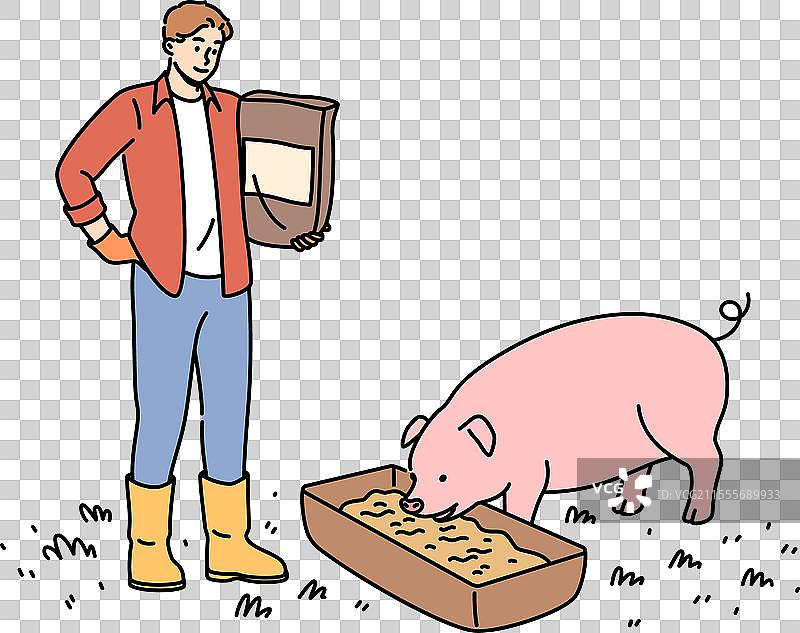 从事畜牧业的男农民正在倒水图片素材