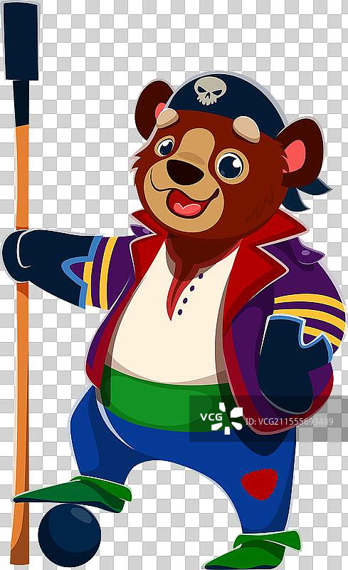 卡通熊动物枪手海盗角色图片素材