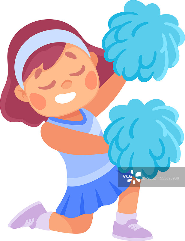 小女孩穿着啦啦队制服在欢呼图片素材