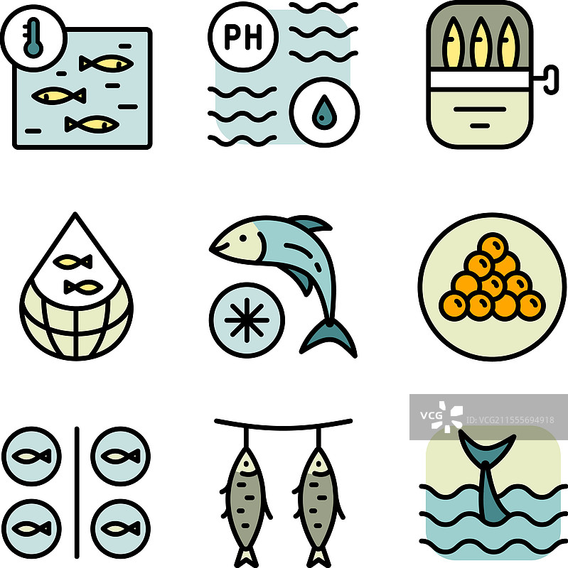 鱼场图标集 简单的鱼场图标集图片素材