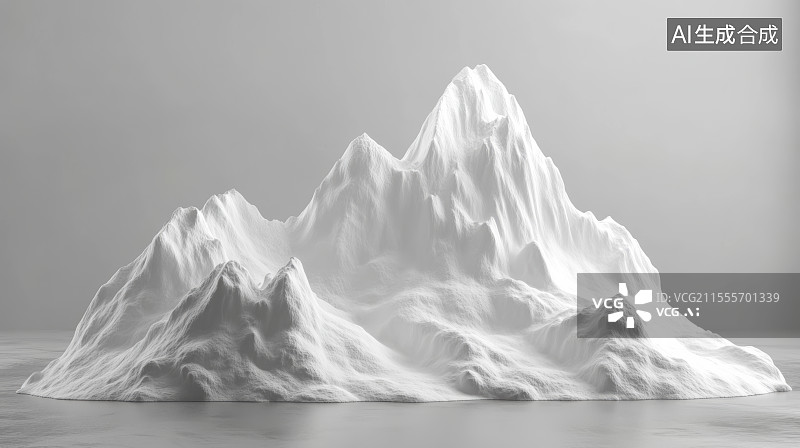 【AI数字艺术】简约黑白雪山模型图片素材