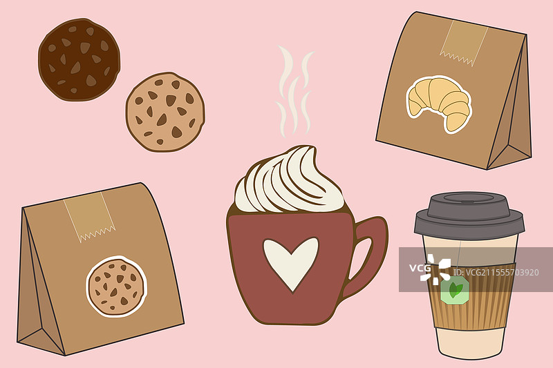 甜食饮料甜点早餐组合图片素材