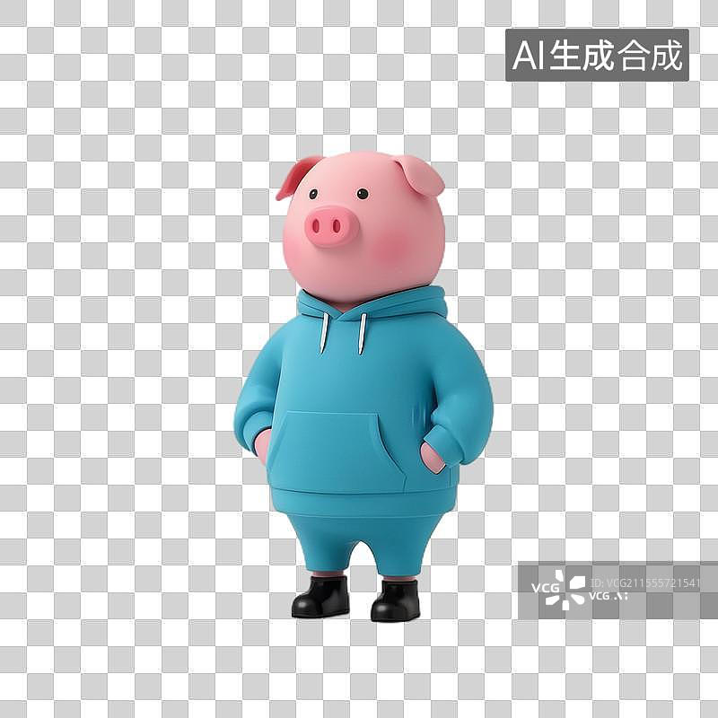 【AI数字艺术】猪头卫衣人图片素材