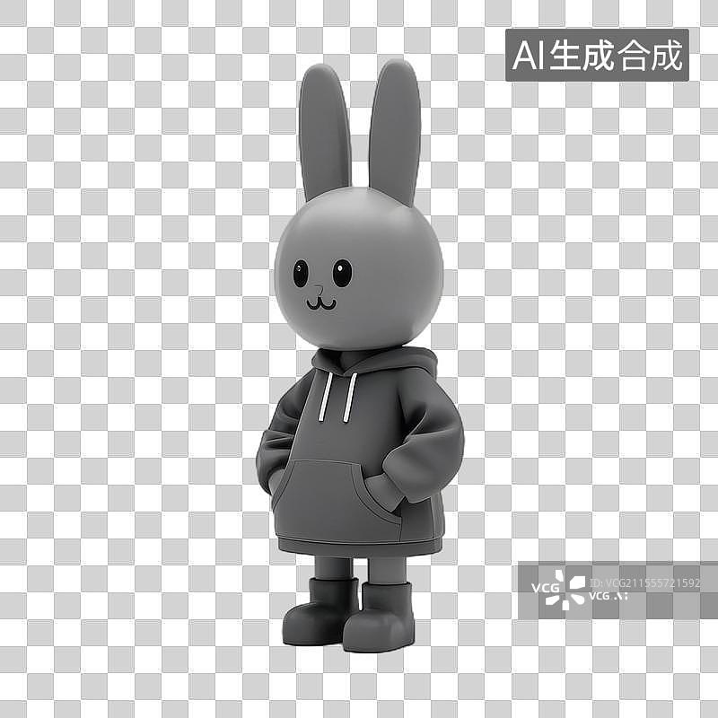 【AI数字艺术】兔头卫衣人图片素材