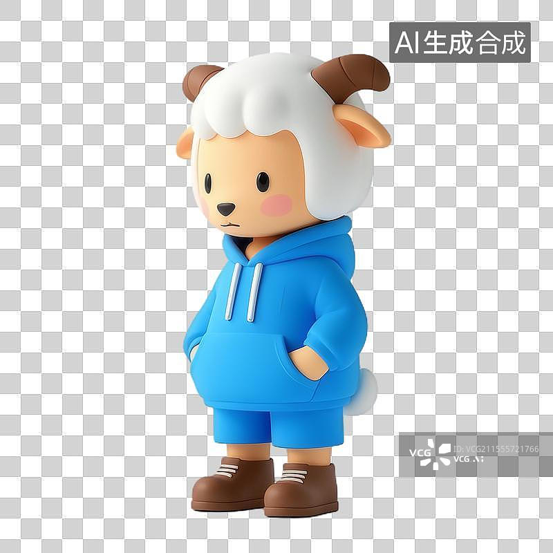 【AI数字艺术】羊头卫衣人图片素材