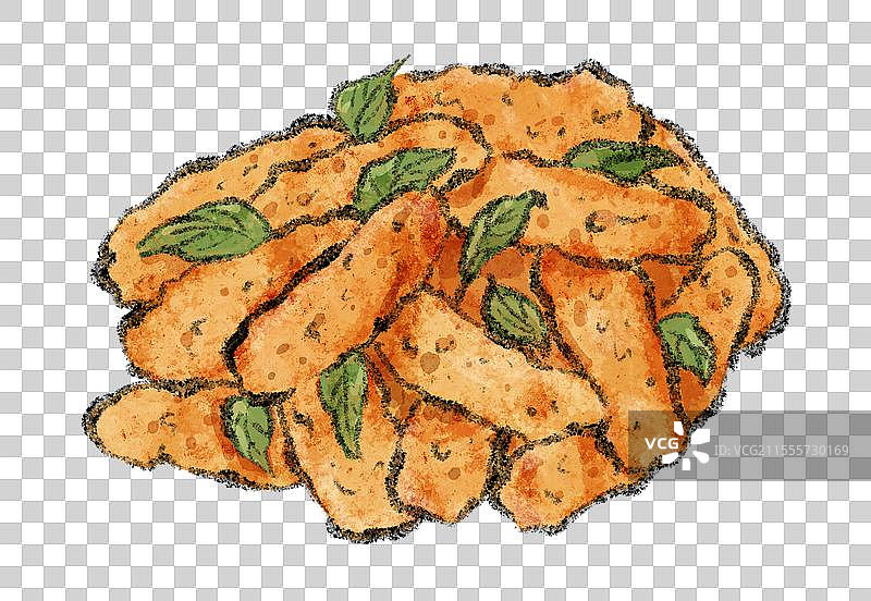 台湾美食国风插画-盐酥鸡图片素材