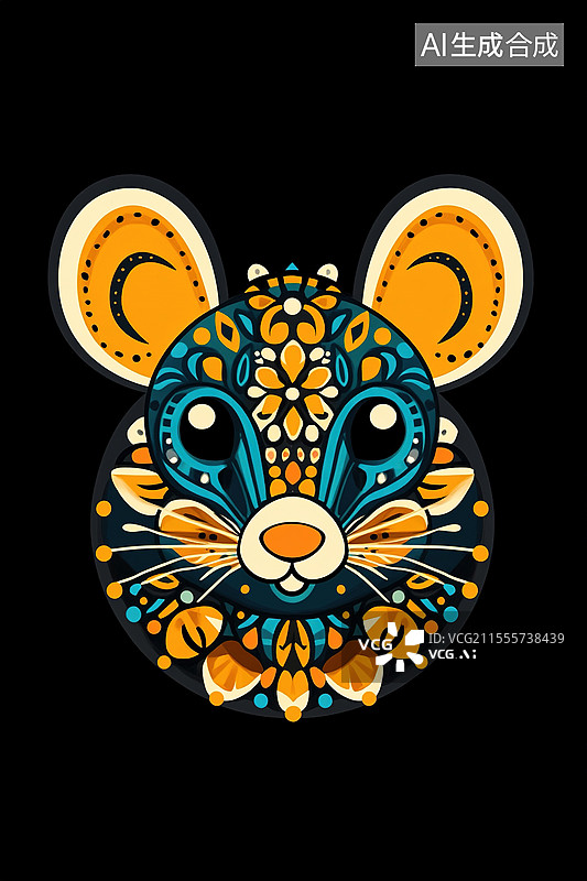 【AI数字艺术】艺术风格彩绘老鼠图片素材