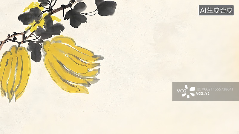 【AI数字艺术】水墨画佛手左上图片素材