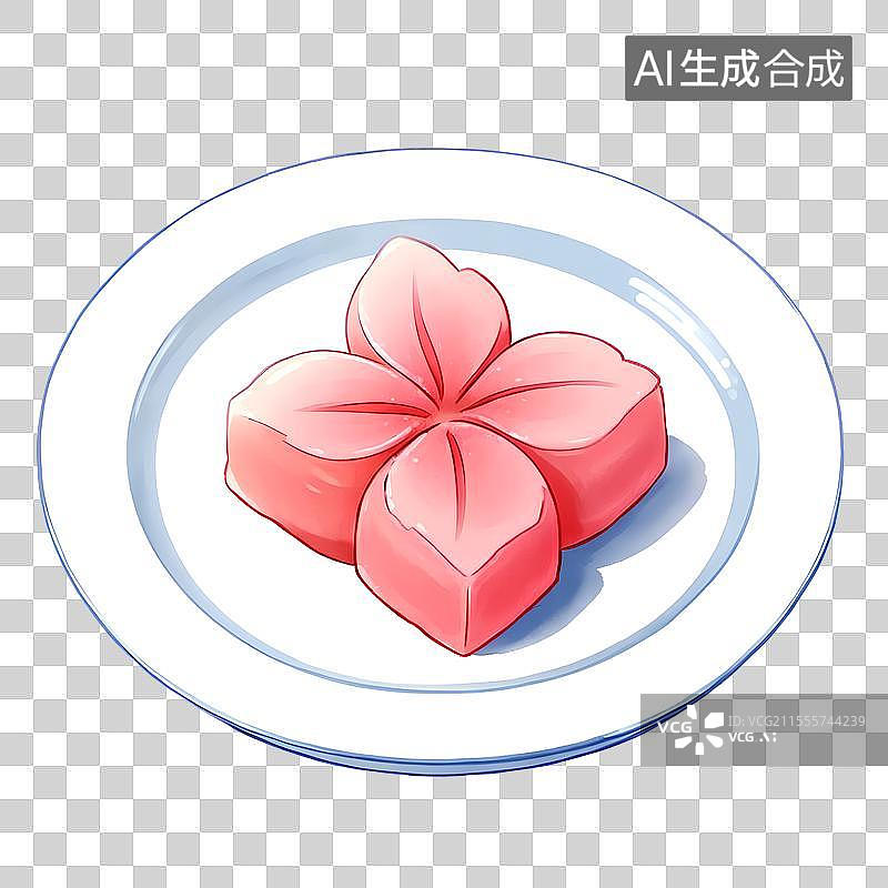 【AI数字艺术】3D渲染国风元素，传统美食小吃糕点，桃花酥，樱花酥，鲜花饼，茶果子，和果子，中式下午甜点茶免抠元素图片素材