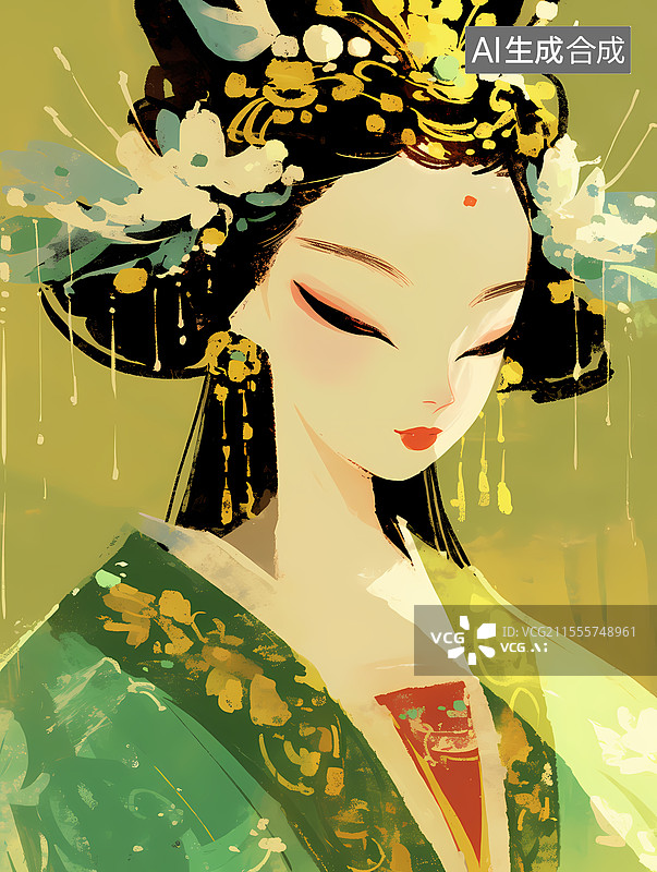 【AI数字艺术】国风少女插画图片素材