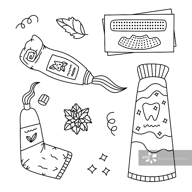 可爱的黑白涂鸦不同组合集图片素材