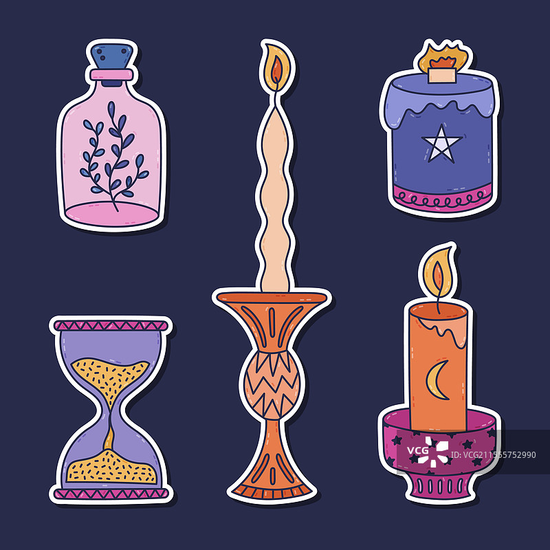 可爱的神秘涂鸦贴纸套装图片素材