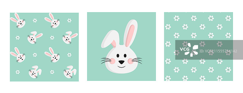 复活节兔子与花卉的组合图片素材