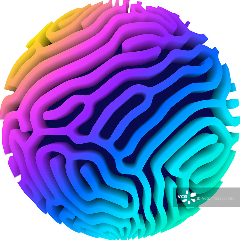 带有算法图案的3D球形全息图图片素材