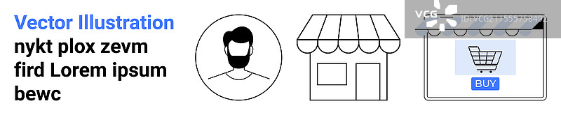 在线购物概念与用户个人资料图片素材