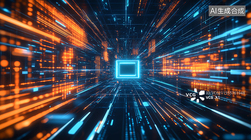 【AI数字艺术】计算机芯片科技插画图片素材