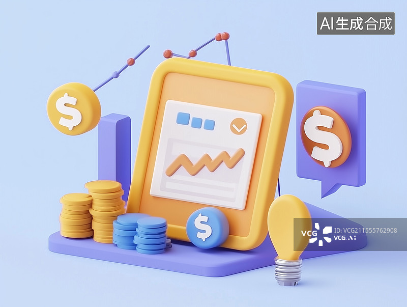 【AI数字艺术】3D税务支付与业务税报告图示图片素材